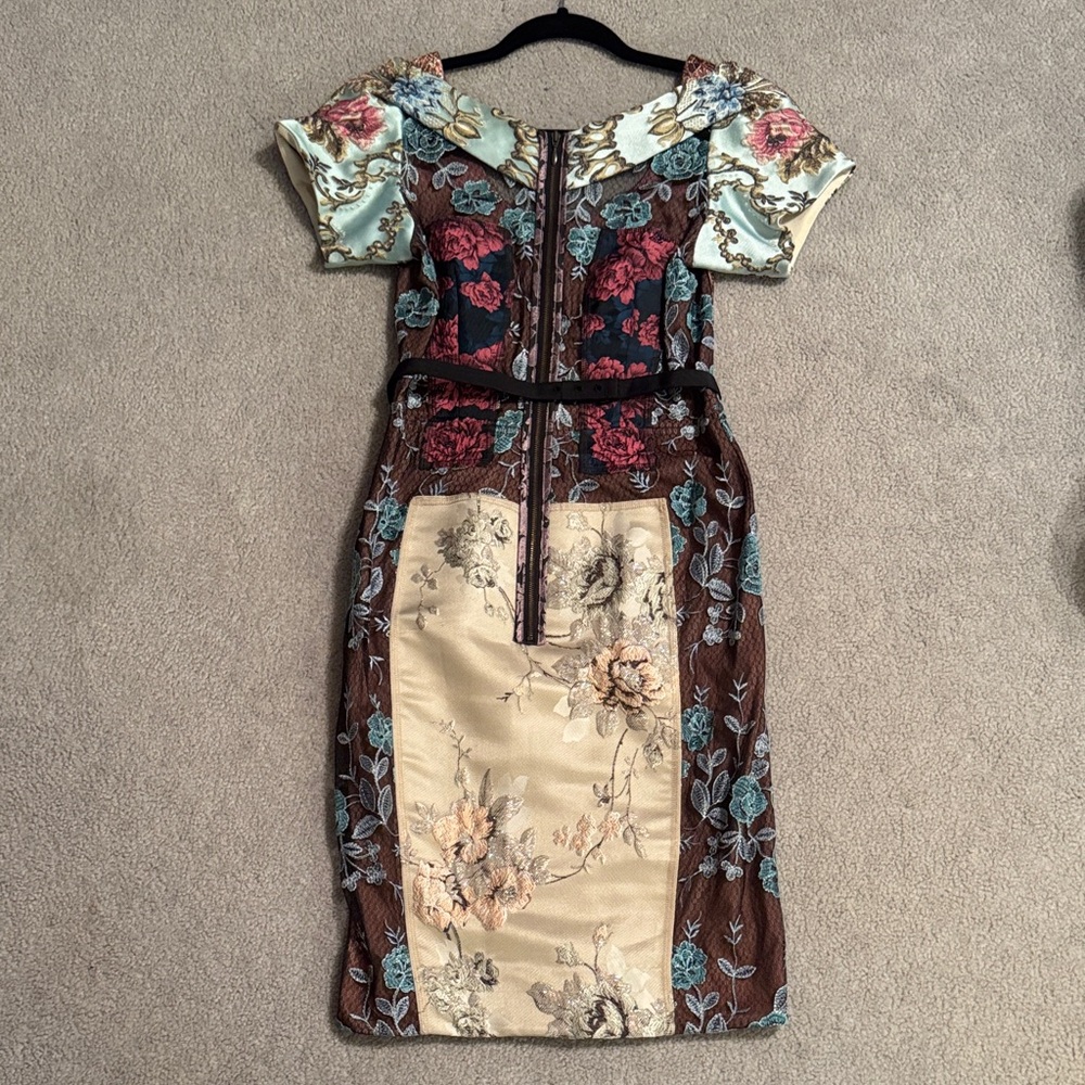 Beguile by Byron Lars Multicolor Patchwork Midi D… - image 5